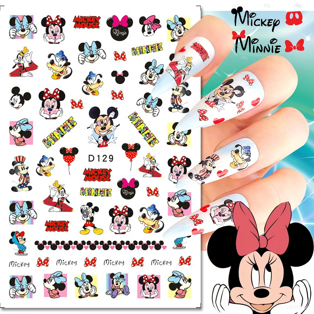 1Pc 3D Valentines Cartoon Minne Nail Stickers Nail Decoration Disney Mickey Stickers Nail Art Decals DIY Anime Nail Art Supplies