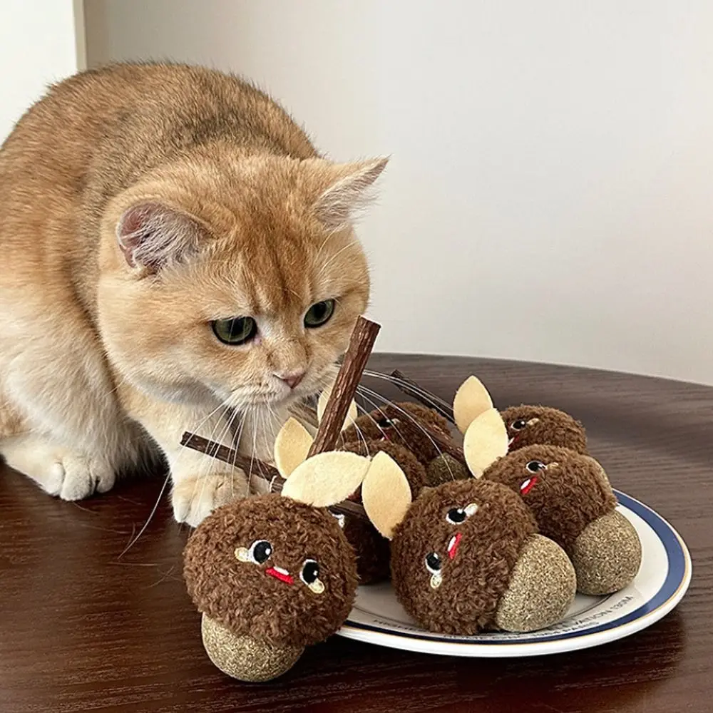 Cat Interactive Playing Kitten Chew Wooden Cartoon Cats Grinding Teeth Sticks Cute Bite Resistant Cat Mint Sticks Self Happy