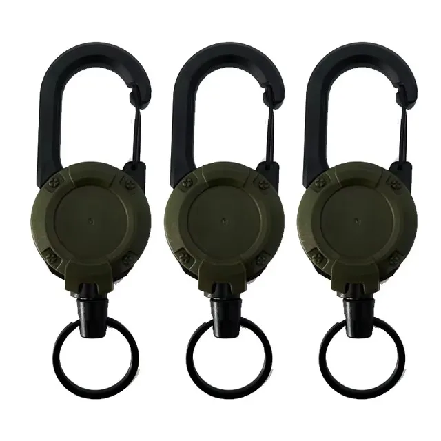 Einziehbare, robuste Zugrolle, Karabiner, Schlüsselanhänger, starkes Stahldrahtseil, Schnalle, Federschlüsselanhänger, Outdoor, sportliches Schlüsselanhänger-Werkzeug