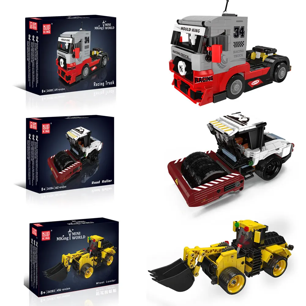 Mould King Seria Pojazdów Inżynieryjnych Ciężarówka Walec Drogowy Ładowarka Model Klocki Techniczne DIY Montaż Prezent na Boże Narodzenie Zabawka dla Dzieci