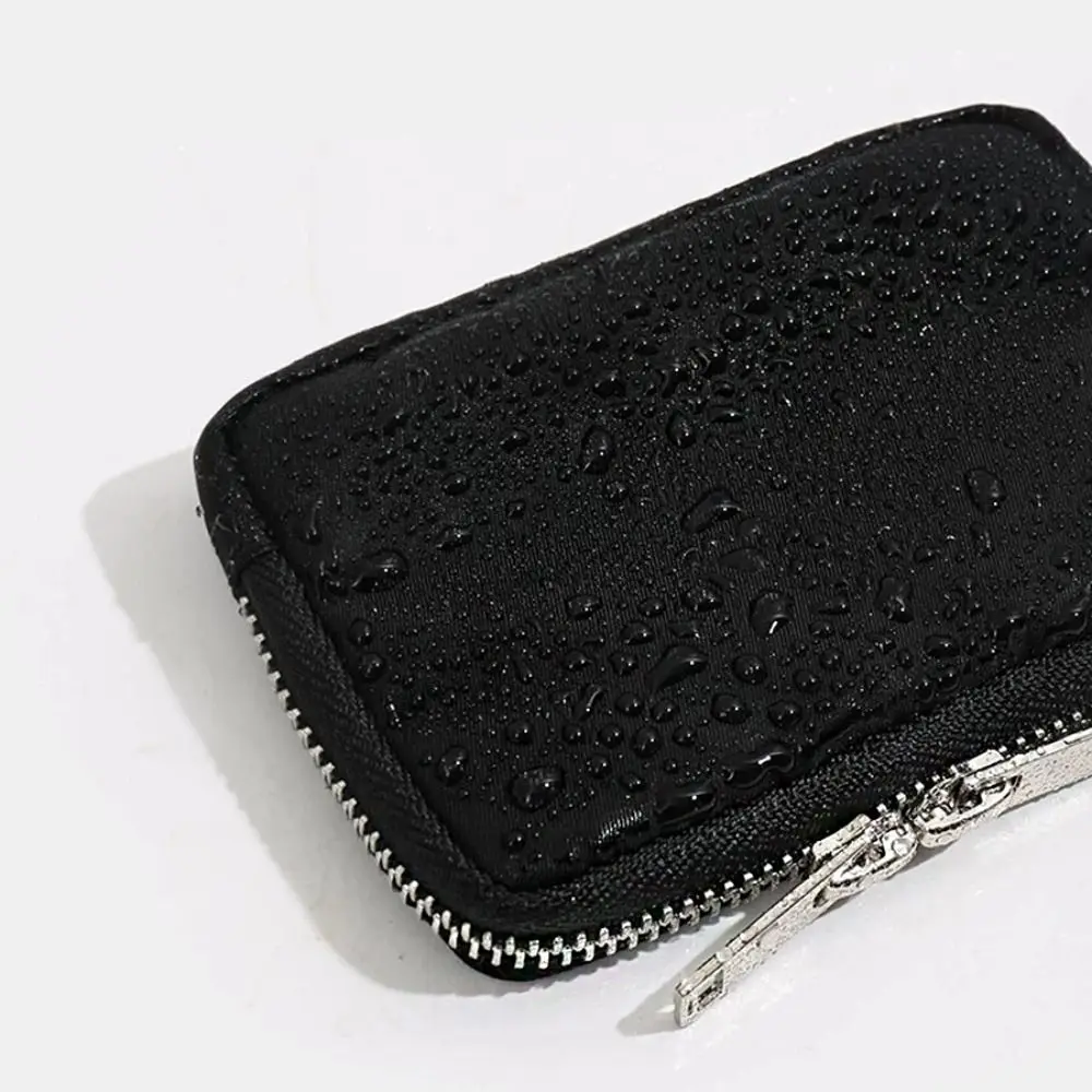 Portable Nylon Coin Purse RFID Anti-theft Card Holder Men Wallet Zipper Pouch Lightweight Mini Earbuds Storage Bag Student