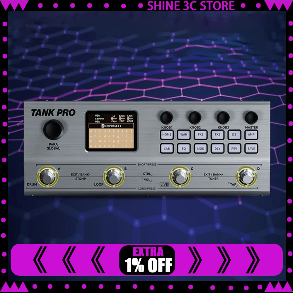 M Vave Tank Pro Electric Guitar Multi Effects Simulation Drum ] Pedal Bass Amplifier Machine Accompaniment Distortion Overdrives
