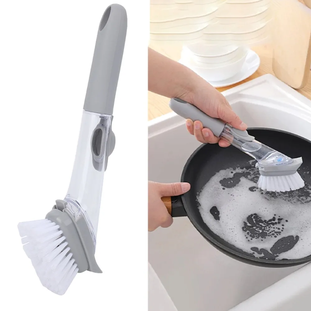 Dispensador de jabón, cepillo para platos con mango, dispensador de jabón, cepillo de cocina para platos, ollas, sartenes, fregadero, limpieza, 4 cabezales