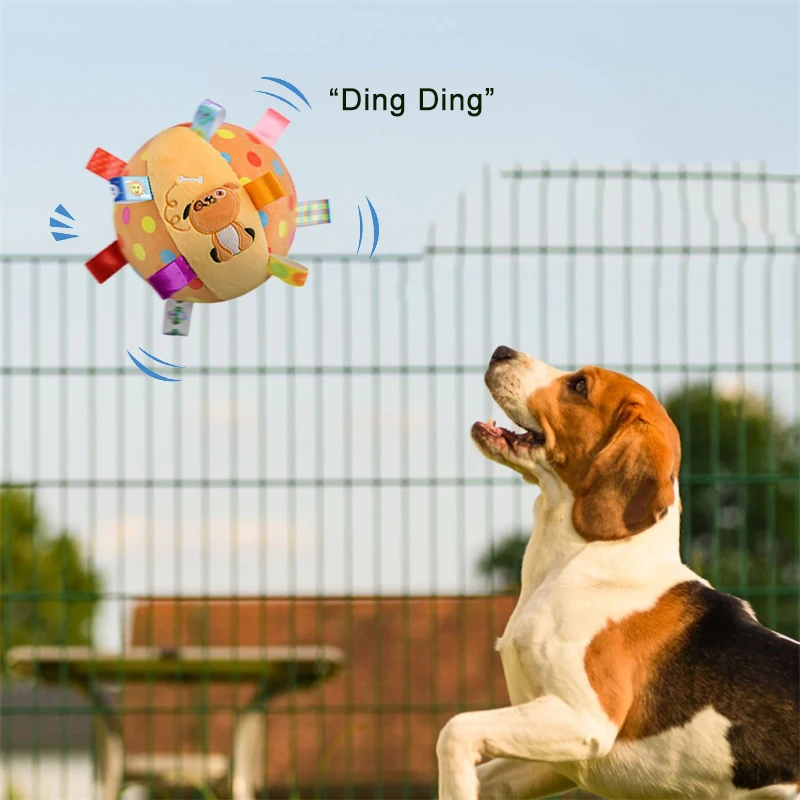 Plush Dog Vocal Toy Ball Funny Interactive Pet Toys with Bells Cleaning Tooth Chew Toy For Small Large Dogs Cats Puppy Plaything