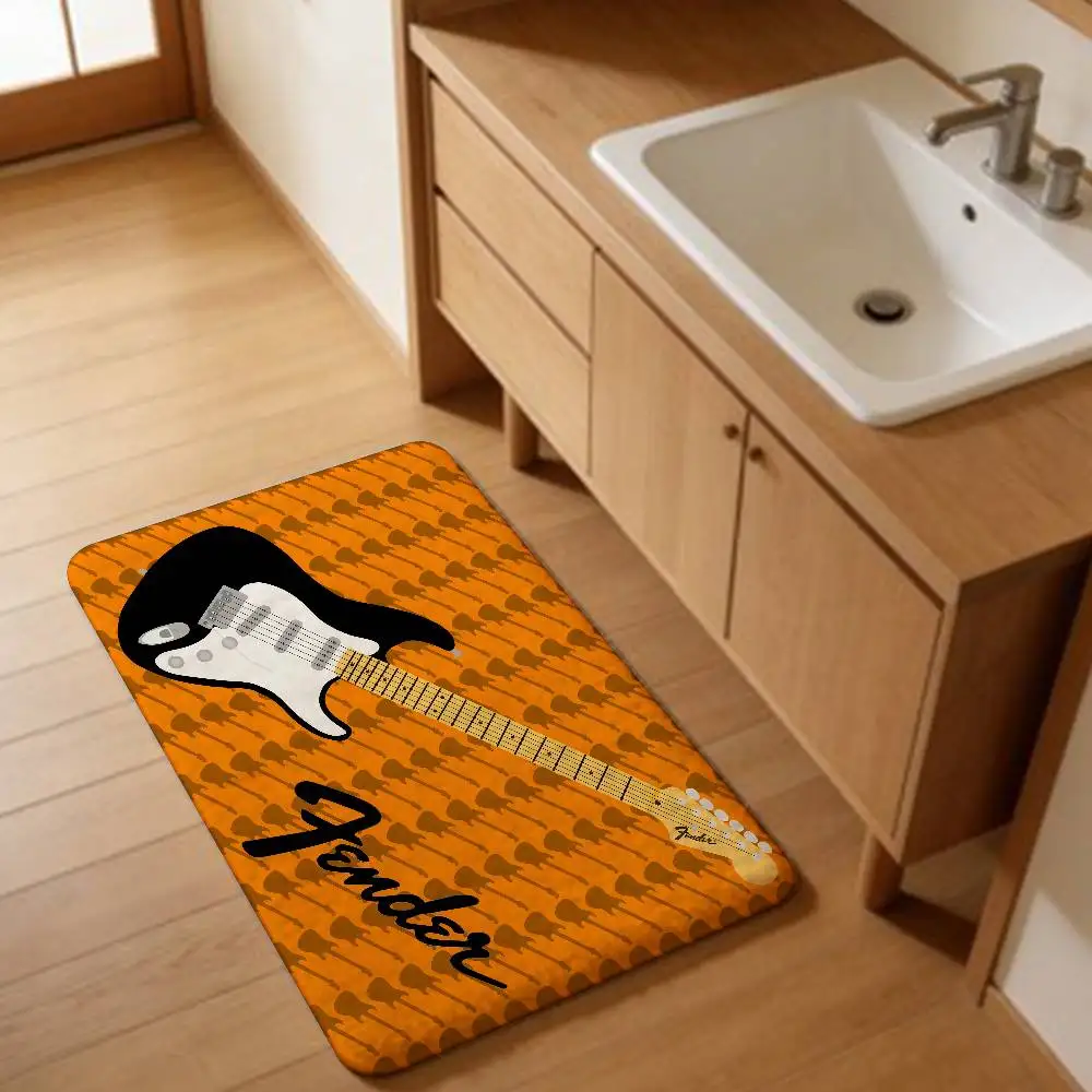 Fender Guitar Hallway Carpet Washable Non-Slip Living Room Sofa Chairs Area Mat Kitchen Doormat Area Rug