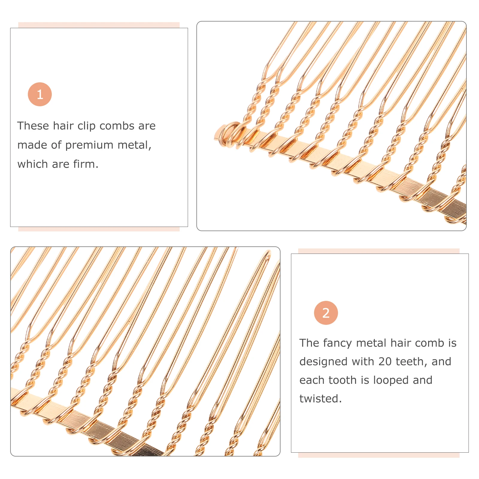 

12pcs 20 Teeth Hair Clip Combs Durable Metal Wire Rust Resistant Smooth Surface Bridal Hair Accessories For Wedding Party Prom