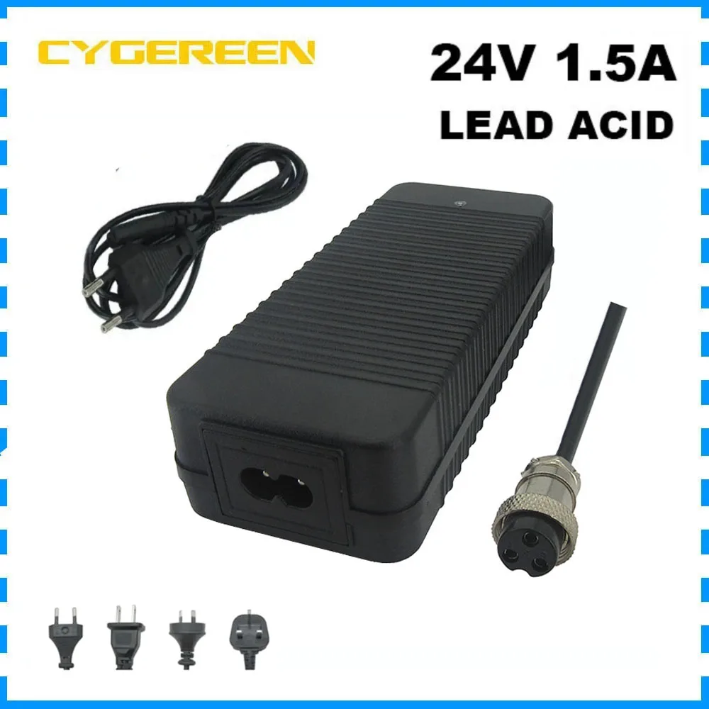 

24V 1.5A Battery Charger for Razor E100 E200 E200S E175 E300 E125 E150 E500 Lead Acid charger GX16 1+ 3- 12MM