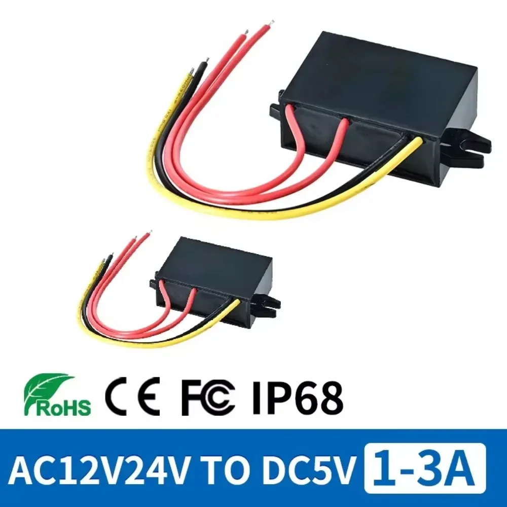 AC 12V 24V Step Down Converter to DC 5V 12A 2A 3A 1Vac 24Vac to 5Vdc Car Buck Voltage Power Regulator Input AC 7-35V DC 8-52V