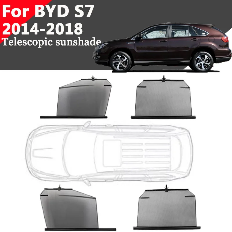 For BYD S7 2014-2018 Car Telescopic Sunshade Side Window Curtain Sun UV Protection Retractable Visor Auto Accessories