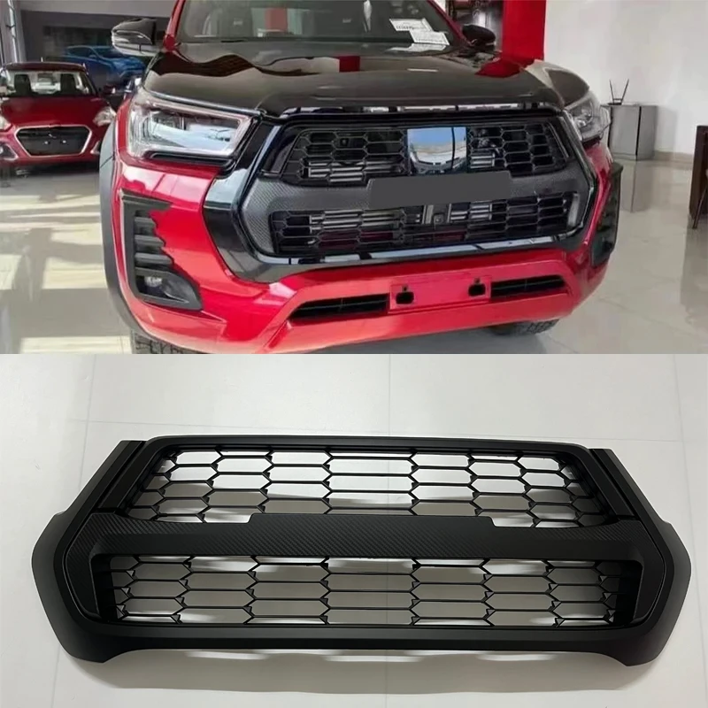 GR Style For Toyta Hilux Revo 2021 Black Front Bumper Mask Grill Replacement Grille Pick Up Accessories High Quality ABS Grille