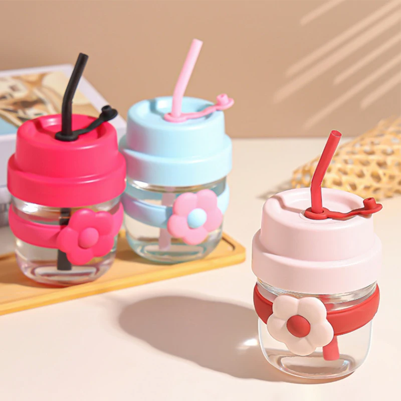 Botol air lucu 400ml cangkir Tumbler dengan PP sedotan terisolasi cangkir termal botol termos lucu untuk jus teh kopi