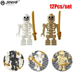 12pc Skeleton Soldiers, Building Blocks, People, Halloween Figures, Mini Building Blocks, Ninja Bone People,Army Skeleton Corps
