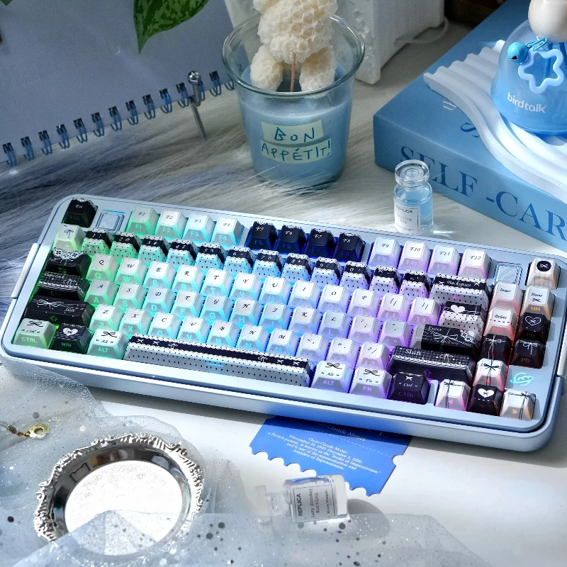 Black Pink Theme Keycaps Set Customized PBT Sublimation FOA/Cherry Profile Keyboard Cap for Mechanical Keyboard Accessories Gift