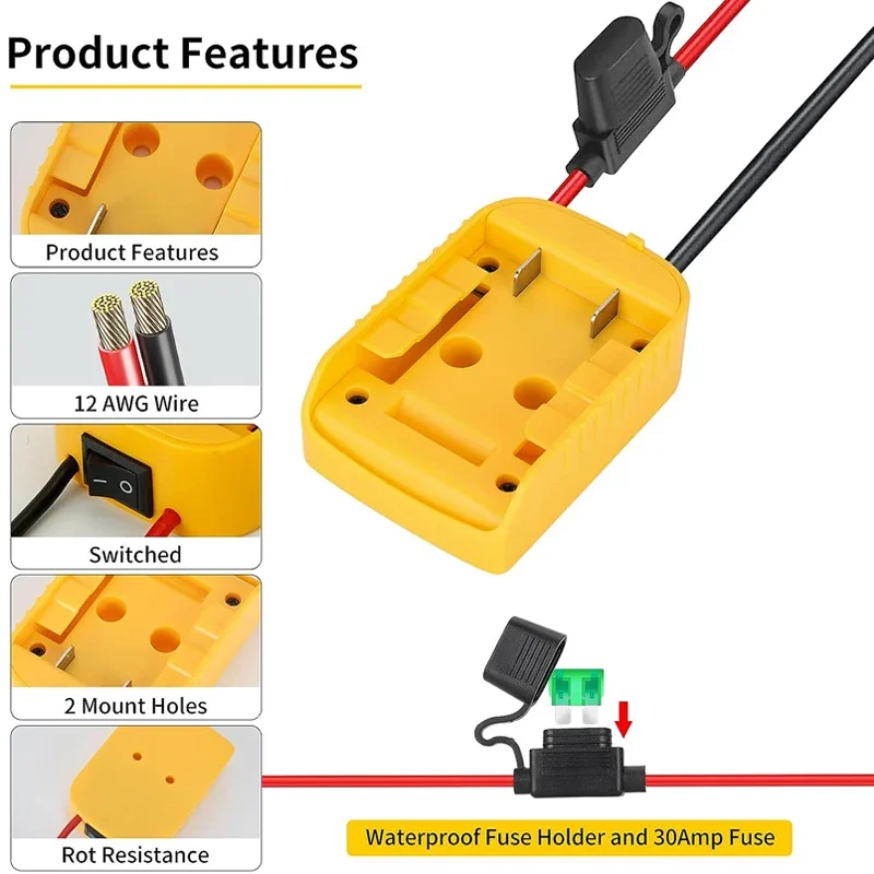 Bateria zewnętrzna konwerter adaptera do baterii Dewalt 18V 20V DIY akcesoria do elektronarzędzi konwersja akumulatora przedłużacza elektrycznego