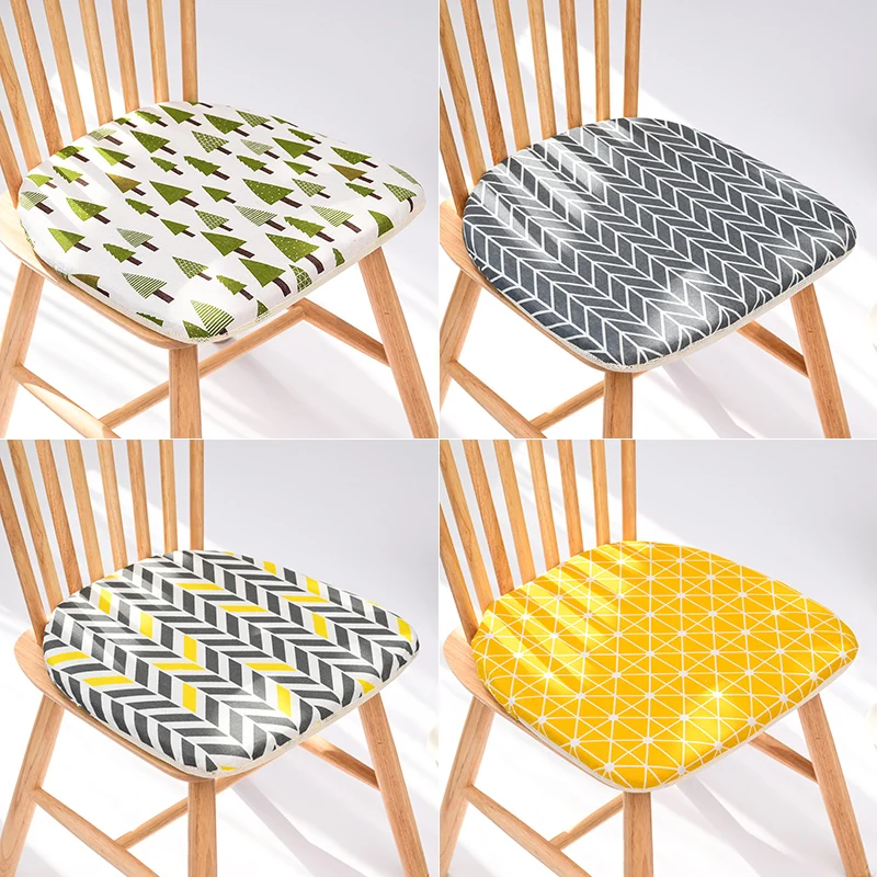 40x42cm Non-Slip Cotton Linen Chair Cushion Geometric Print Removable Washable Seat Pad for Chair Sofa Office ‌Without Straps