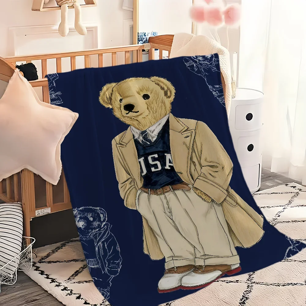 Flannel warm B-Bears soft plush blanket cartoon for art sofa fashion living room cute hogar P-P-PoloS bedroom travel gift home