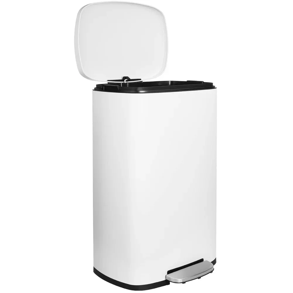 

13.2 Gallon Step Trash Can, Stainless Steel Garbage Bin, Soft-Close Rubbish Bin with Removable Plastic Inner Bucket