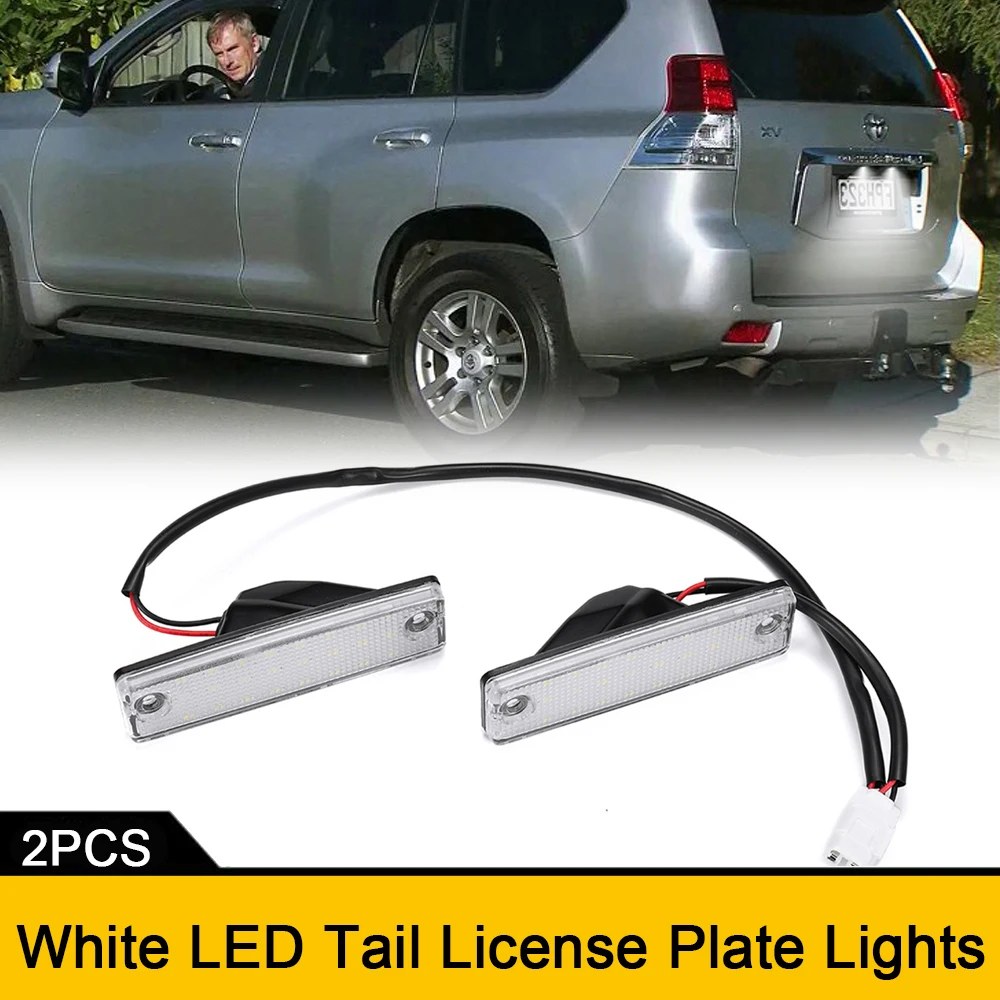 2Pcs 6000K LED Rear Number License Plate Light No Error For Toyota 4Runner Sequoia Corona Caldina Corolla Spacio Hilux Surf Revo