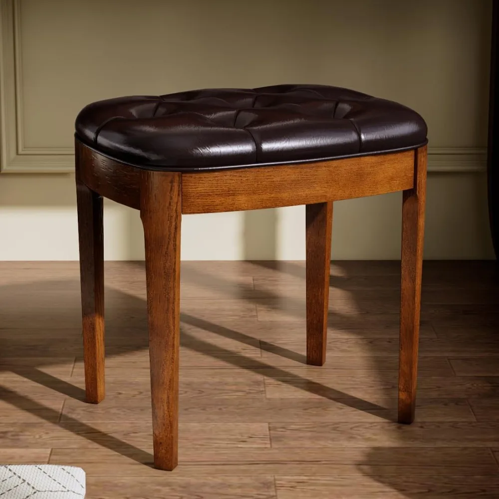 

Vanity Stool Bench with Upholstered, Modern Luxury Wood Stool ,Ottoman Shoe Bench for Living Room, Vanity, Entryway