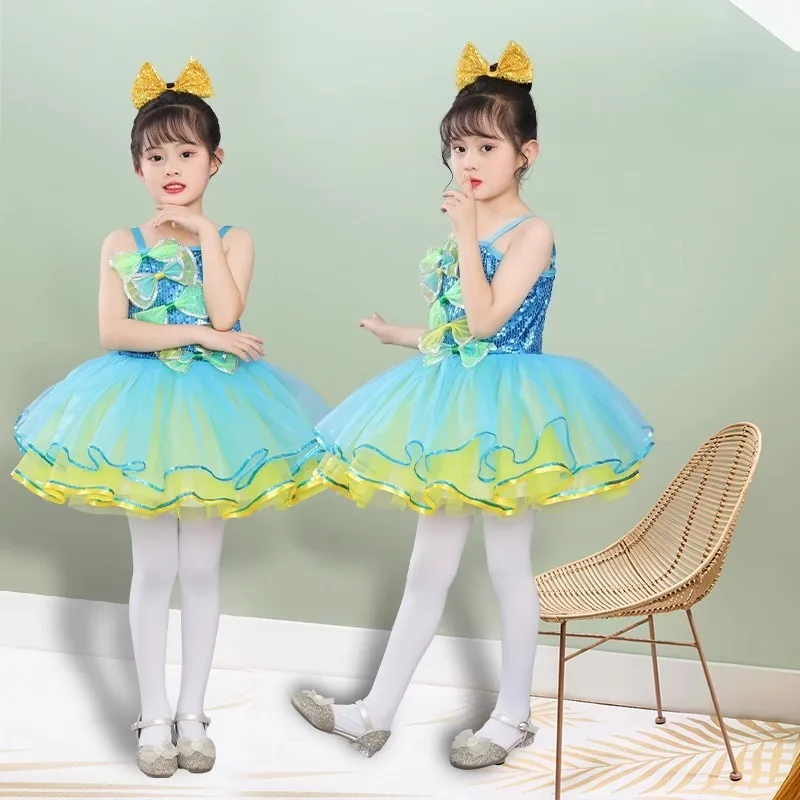 Nowe cekiny Międzynarodowy Dzień Dziecka Przedszkole Puszysta spódnica Dziecięca sukienka baletowa Kostium wydajnościowy Sukienka księżniczki