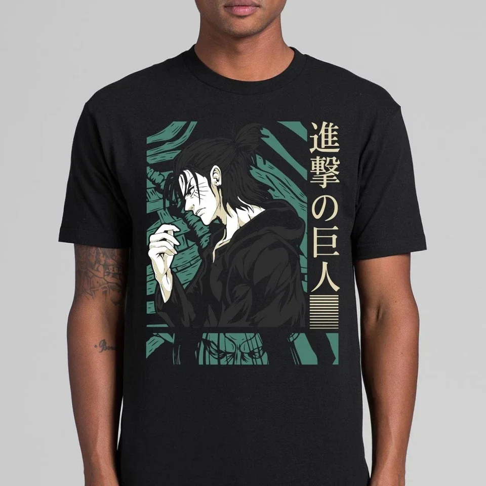 

Men's Attack on Titan Eren Yeager T Shirt Shingeki No Kyojin Tshirt Japanese Anime Summer Cotton Women Top Tee Streetwear Casual