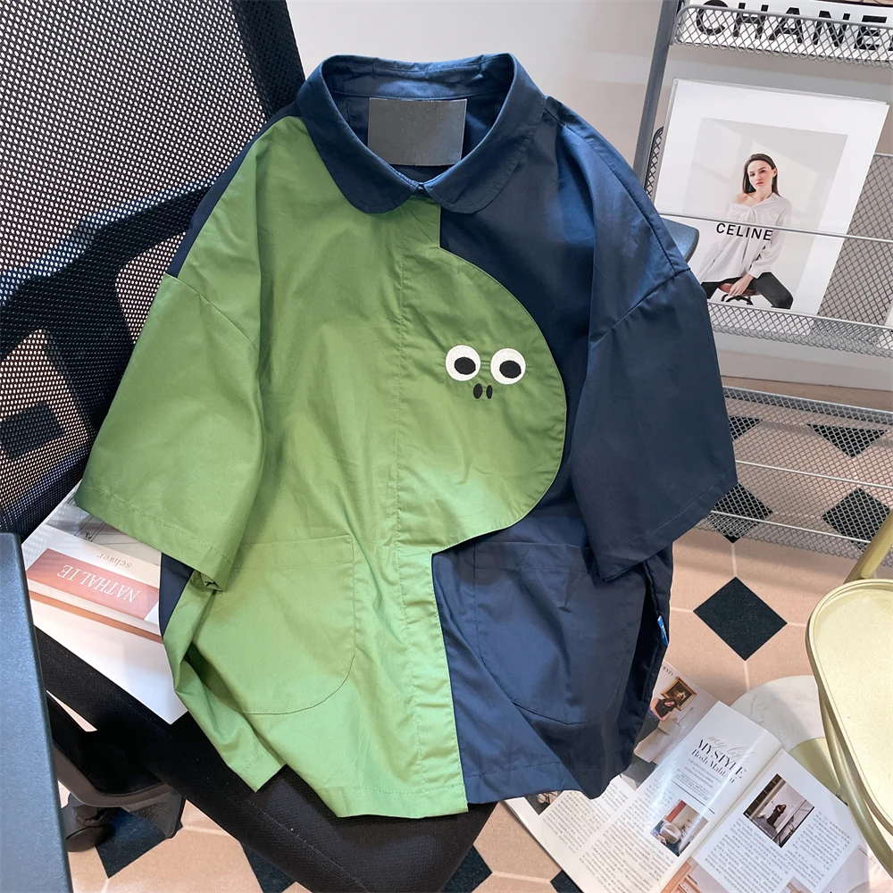 

Summer Cute Short Sleeve Women Shirts Turn Down Collar Single Breasted Loose Tops Female Casual All Match Blouses