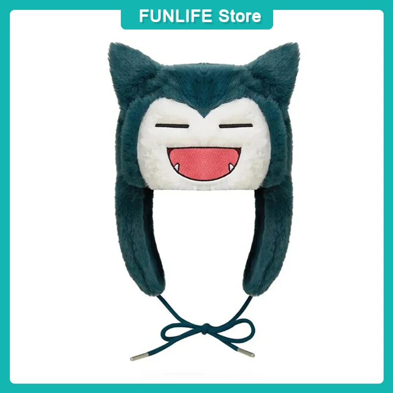 Cappello da snorlax del fumetto Cappello di peluche caldo e carino Protezione per le orecchie invernale resistente al freddo Nuova bambola periferica Copricapo caldo e morbido Regalo per bambini