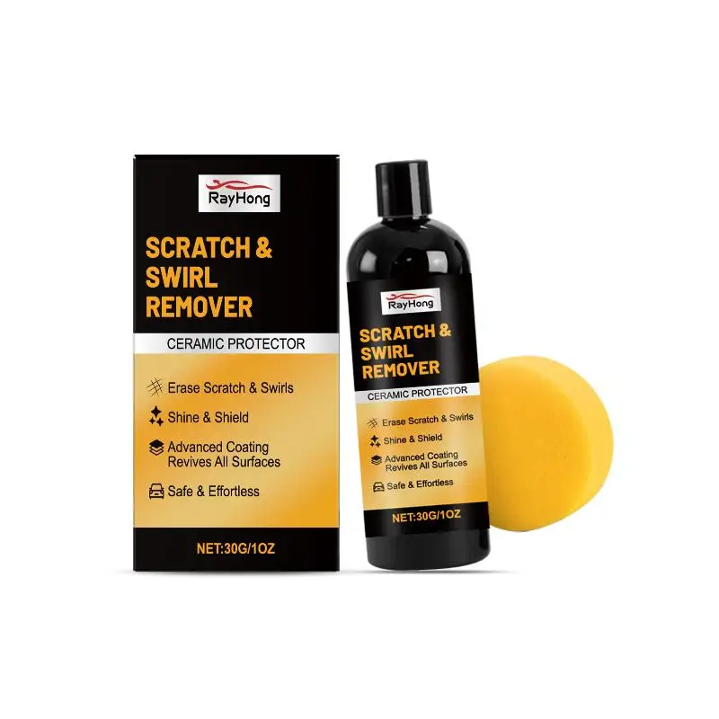 Car Scratch Removal Polish Paste Kit 30g Paint Repair Compound with Sponge Removes Swirl Marks Light Scratches Restores Gloss