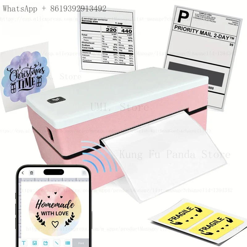 UMI.2026 D200 Bluetooth Thermal Label Printer Small Shipping Label Printer 4X6 inch Compatible with iPhone Android Mac Window