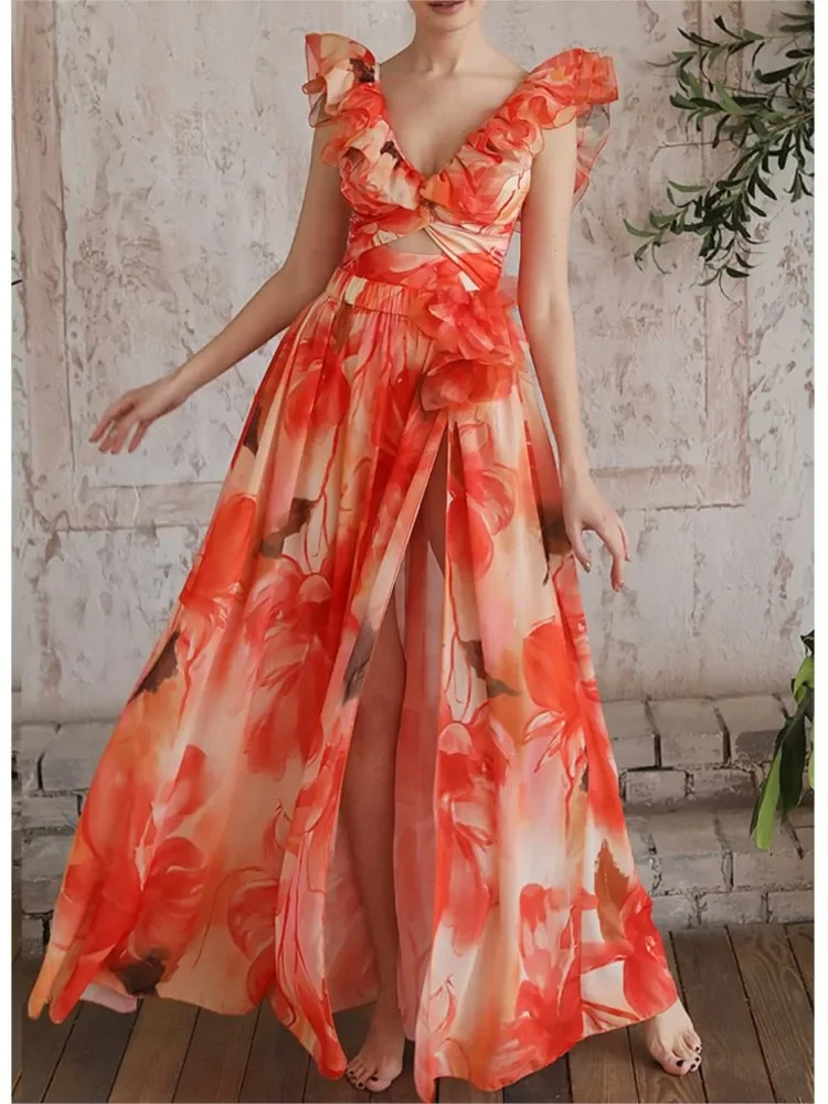 Retro Bikini Printed Fashion One Piece Swimsuit And Cover Up With Skirt Tight Women's Bandage Summer Beach Luxury Elegant