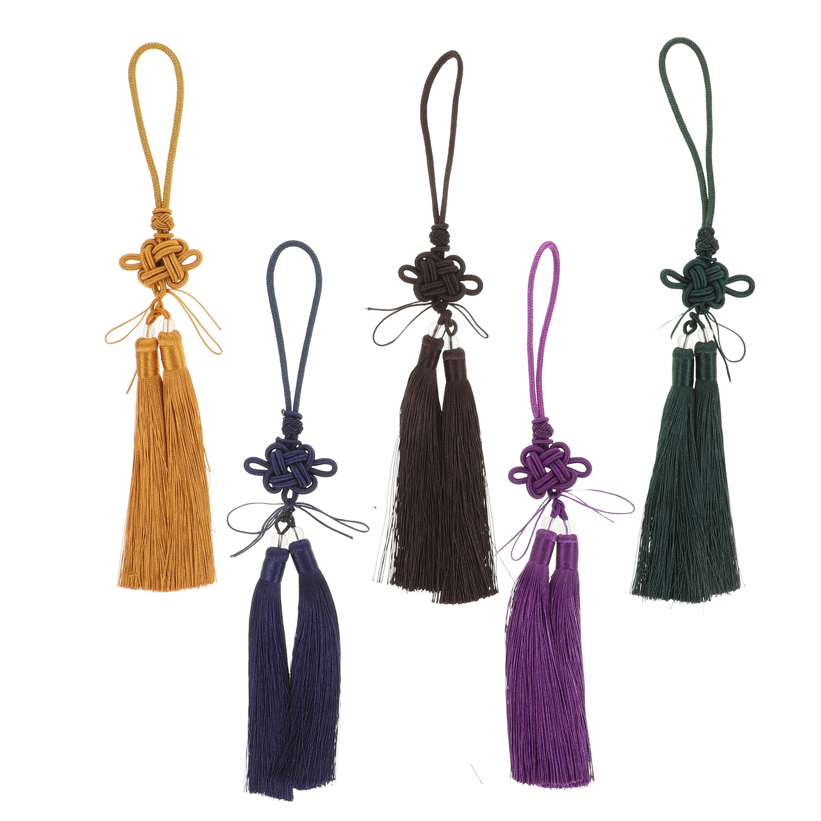 5 個太極拳剣タッセル中国結びペンダント Diy 工芸品装飾車吊り飾りポリエステルタッセル