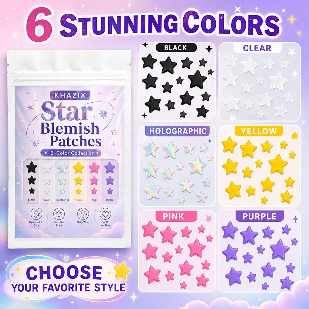 6 Colors Star Acne Pimple Patches Cute Star Shape Blemish Spot Cover Stickers Facial Skin Care Tools Beauty