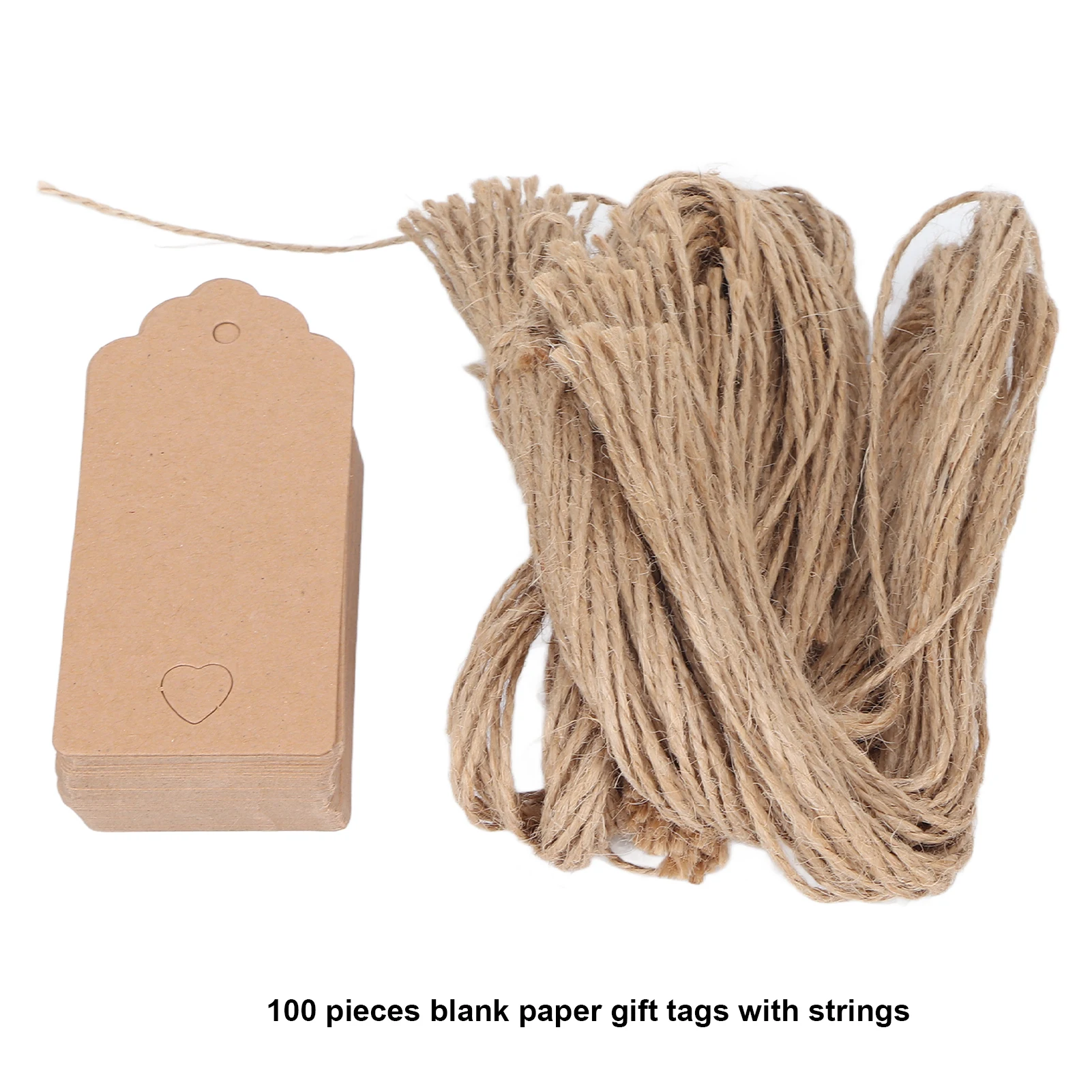 100 قطعة من علامات الورق من ورق الكرافت النظيف المُثبت مسبقًا على نطاق واسع مع بطاقات أسعار سلسلة مع سلسلة