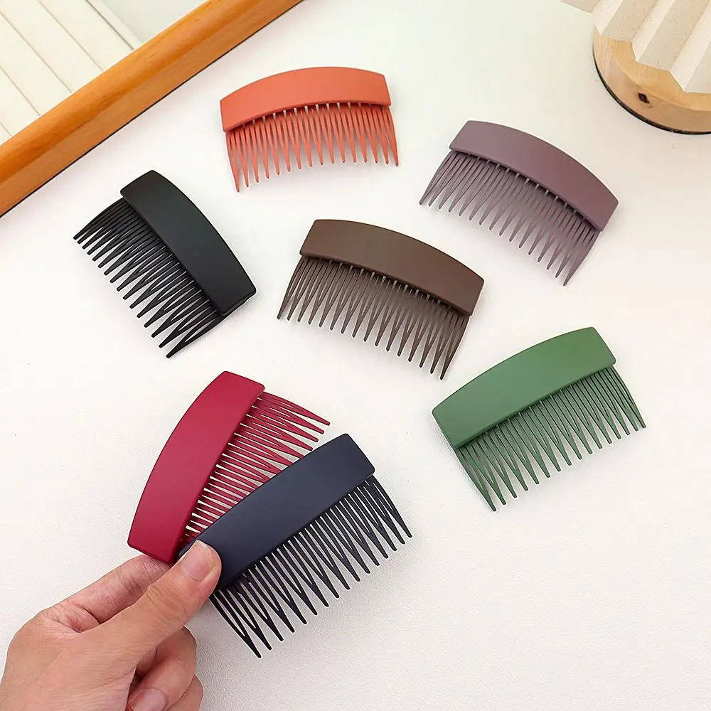 Solid Color Frosted Hair Comb Plastic Teeth Fixed Combs Hair Accessories Hair Styling Comb Invisible Extra Hair Holder Daily