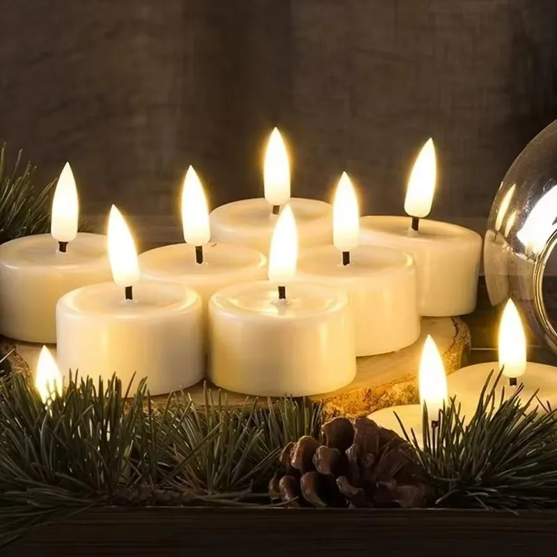 1/24Pcs Flameless LED Tea Light Candle Warm White Battery Operated Realistic Flame Effect Plastic Votive Lamp for Wedding Party