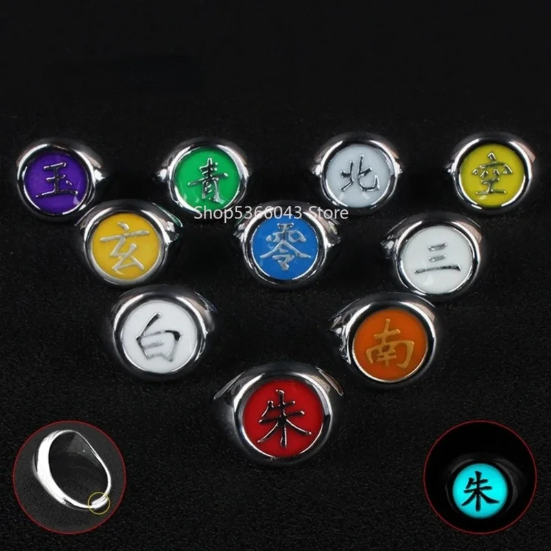 Halloween Christmas Luminous Ring Akatsuki Itachi Ring Anime Luminous Ring Cosplay Luminous Jewelry Accessories Props Gift UY742