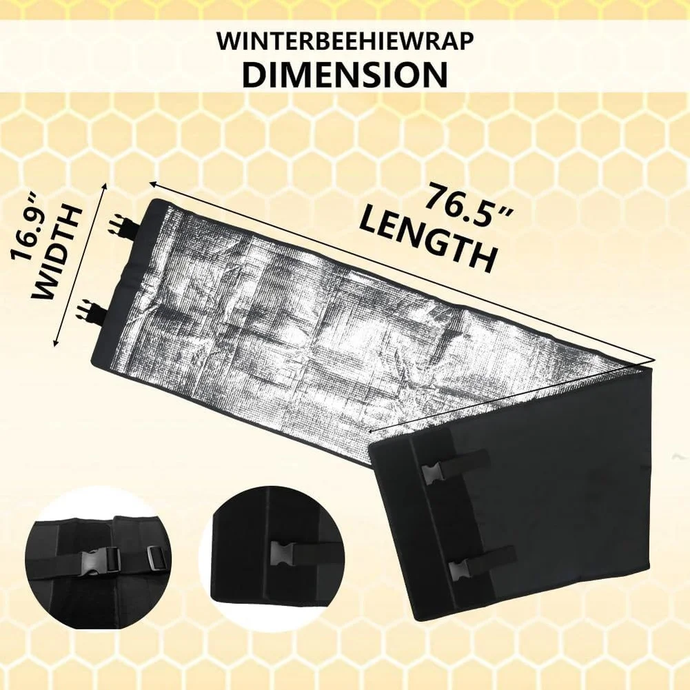 Beehive Thermal Cover Waterproof Hive Wrap Winter Hive Protection 3mm Pearl Cotton Layer Adjustable Beehive Insulation Wrap