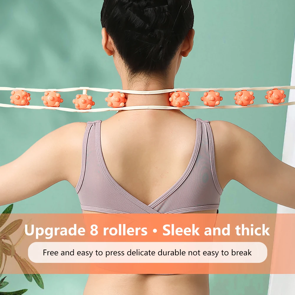 Multi Functional Body Strip Massager Back Puller Strip Type Handheld Portable Plastic 8 Roller Massage Shoulder Back Neck Waist