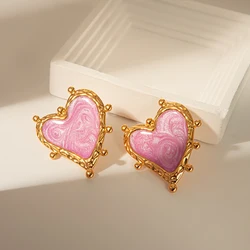 May@RZ Funny Punk Magic Purple Heart Stainless Steel Women's Earring For Dance 14k Gold Plated Stud Earring Faishon Jewelry