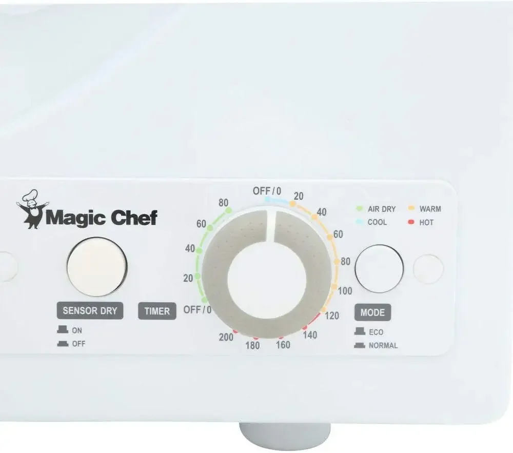 Máquina secadora de lavanderia compacta Magic Chef, secadora portátil pequena, ventilada, 2,6 pés cúbicos, branca