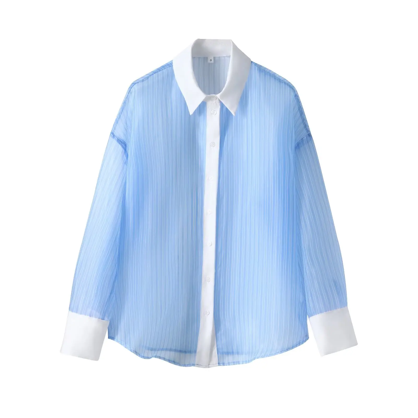 Rindu TRAF 2024 Women's Transparent Shirt Tops Sexy Spring and Summer Shirts & Blouses Korean Popular Clothes Blouse Y2K Top