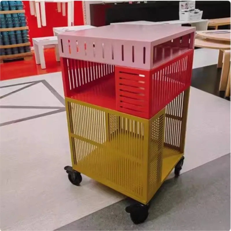 خزانة جانبية من MOMO Dopamine عربة تخزين متنقلة رف تناول الطعام Te Samans خزانة تخزين عربة متنقلة جديدة #2