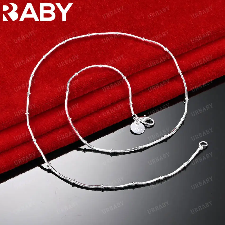 

URBABY 925 Sterling Silver Necklace 45-60cm 2mm Solid Snake Chain For Man Women Wedding Classic Fashion Jewelry Gifts
