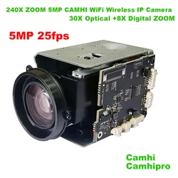 Camhi CamHipro WiFi inalámbrico 5MP 240X ZOOM humanoide SONY IMX 335 cámara IP grabadora DV soporte SD micrófono altavoz