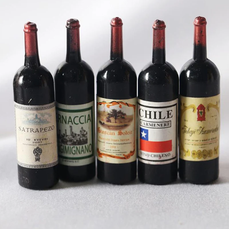 5Pcs 1/12 Dollhouse Miniature Wine Bottle Simulation Accessories For Decoration