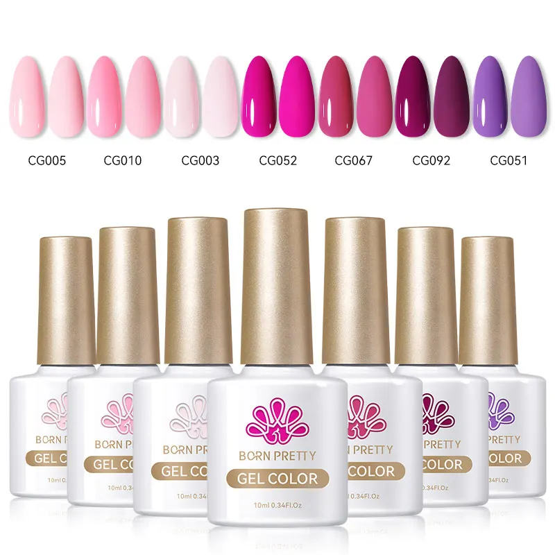 BORN PRETTY 7 pezzi Set di smalti gel per unghie Colore rosa viola Tutto per la decorazione Soak Off Gel UV Gel per pittura per manicure a lunga durata