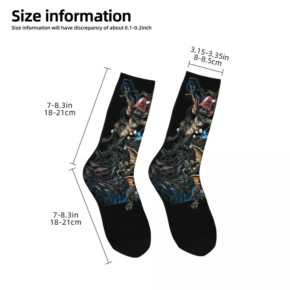 Unisex Gremlins Poster Crew Socks, Hip Hop, Crazy Street Style, Inverno