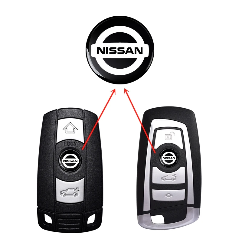 13/14mm Car Logo Sticker For Car Remote Control Key For Nissan Qashqai X J10 J11 Trail Tiida Teana Skyline Juke X-trail Almera
