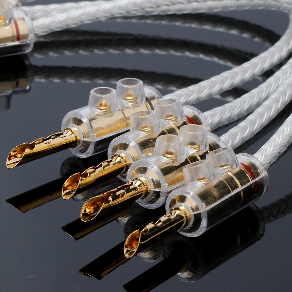 4pcs OCC Silver Plated Jumper Cable Audio Cable Banana Y Plug Speaker Bridge Cable OCC Amplifier CD Connect Cable