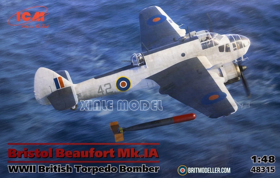 

ICM Plastic Assembled Aircraft Model Kit 48315 Bristol Beaufort Mk.IA WWII British torpedo bomber 1/48